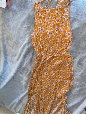 Forever 21 Mustard Floral Halter Maxi Dress